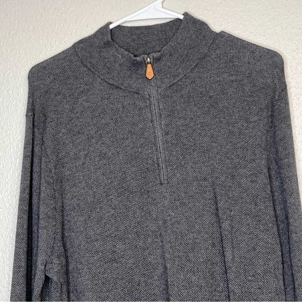 Brooks Brothers Mens Gray 1/4 Zip Pullover Sweater Size Large Lightweight